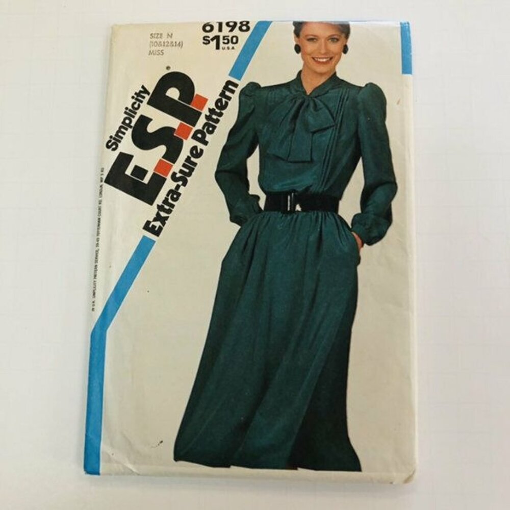 Vintage Simplicity Sewing Pattern 6198 Misses Pullover Dress Size 10-14